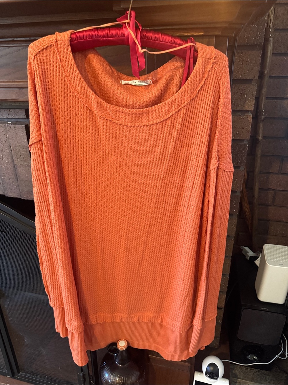 We The Free Orange Waffle-Knit Pullover